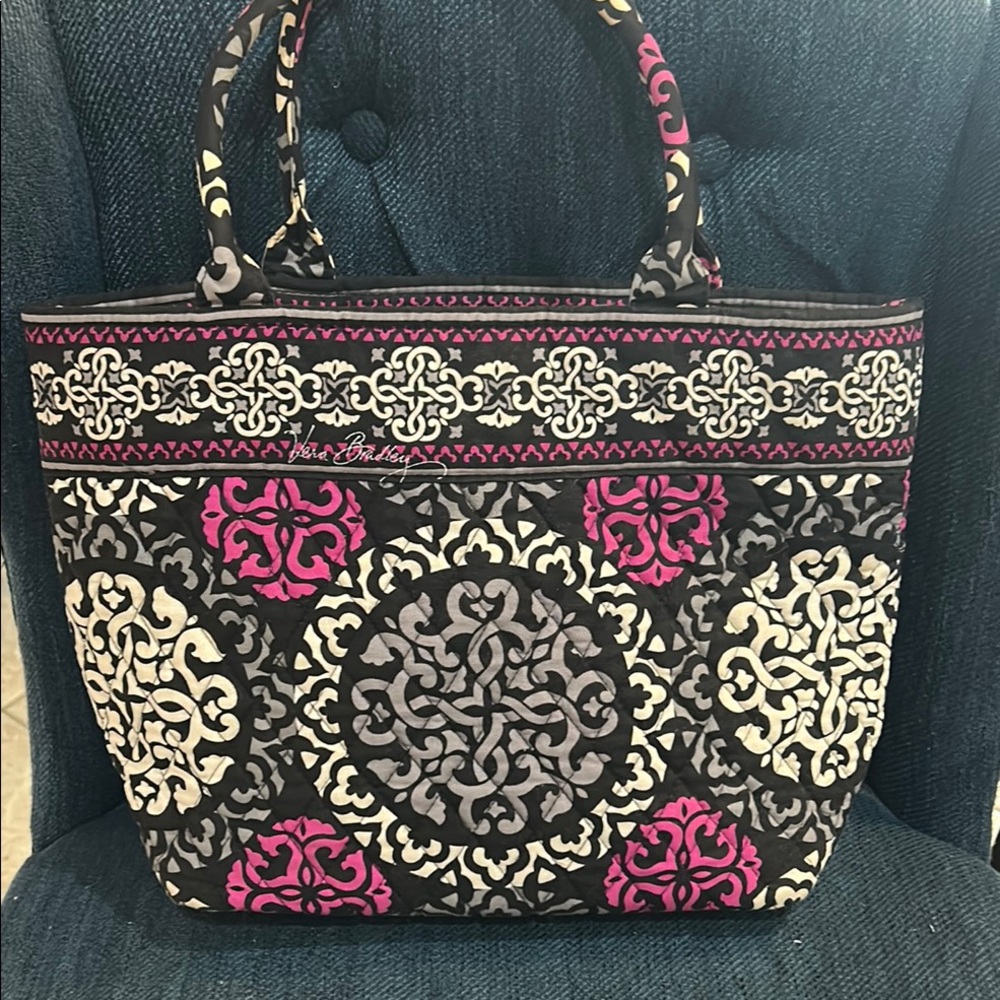Vera Bradley Pink and Black Tote Bag EUC